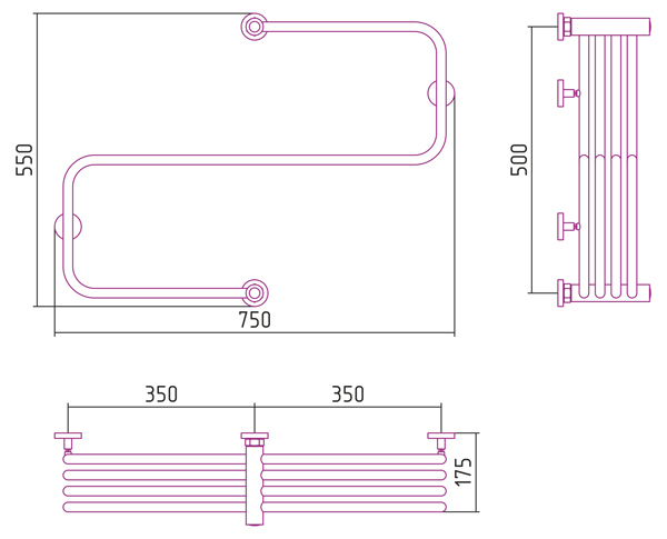 Полотенцесушитель водяной Сунержа Фабула 500x700